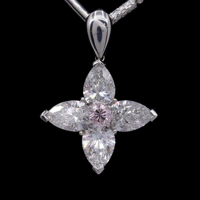 FancyLightPink/I1/0.143ct 天然ピンクダイヤモンドネックレス Pt900 