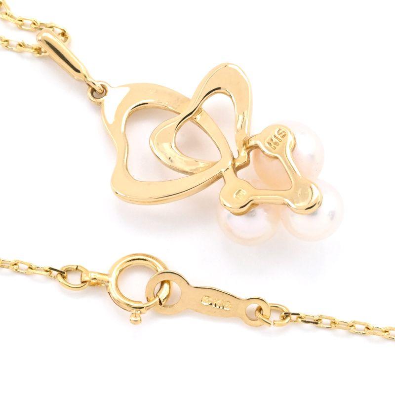 MIKIMOTO（ミキモト） パール ネックレス K18YG 真珠 3粒 ハート 