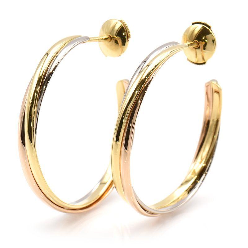 カルティエ トリニティピアス K18YG K18WG K18PG 新品仕上済  