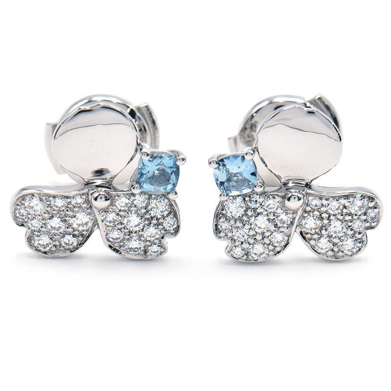 ティファニー ペーパーフラワーピアス Pt950 新品仕上済 ダイヤ アクア  