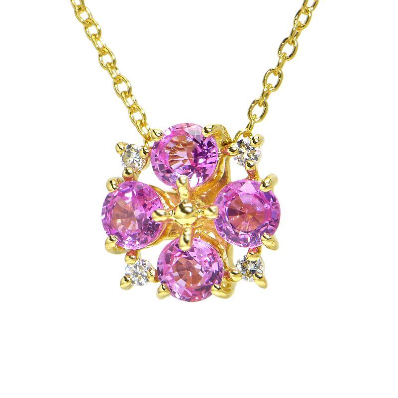 タサキ ピンクサファイアネックレス K18YG 新品仕上済 合計0.04ct 