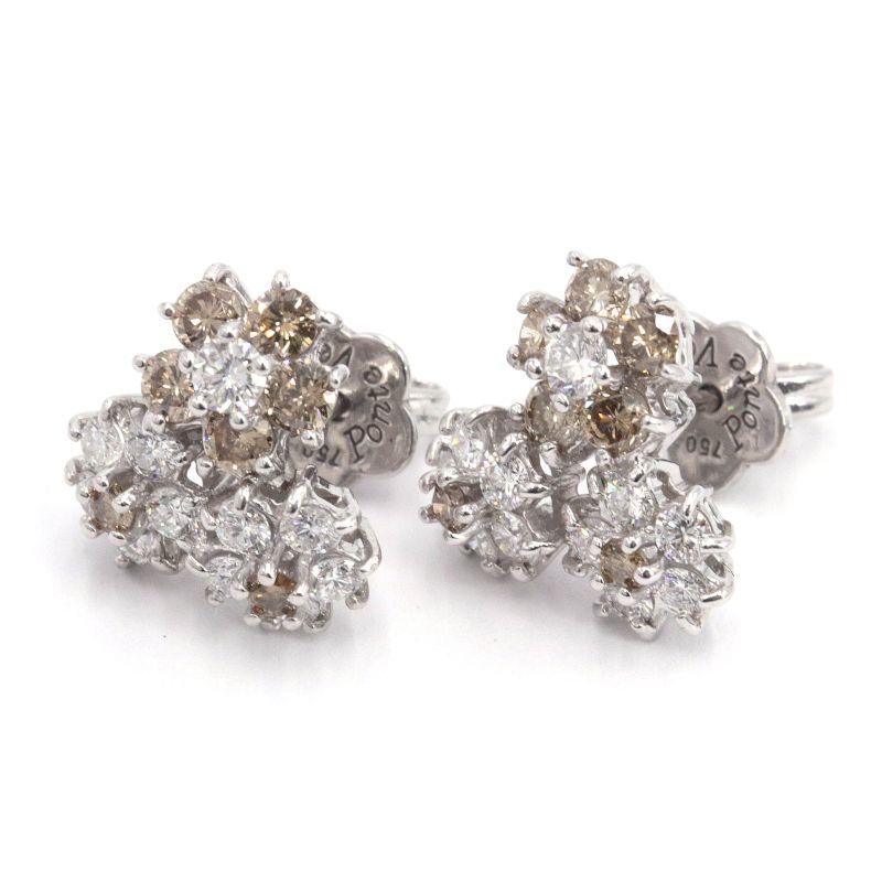 ポンテヴェキオ 合計1.26ctダイヤピアス K18WG ブラウンダイヤ 新品  