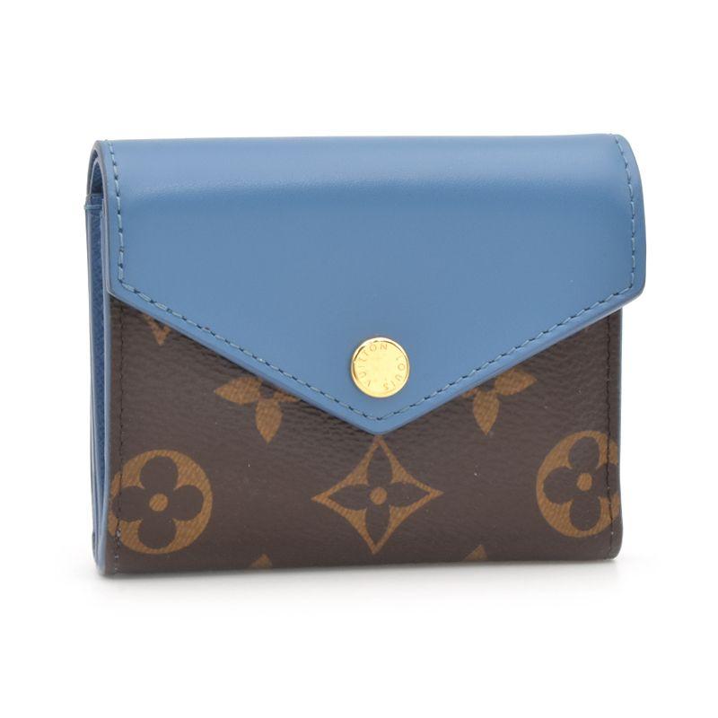 ルイヴィトン ポルトフォイユゾエ M63881 モノグラム ブルージーン 三  