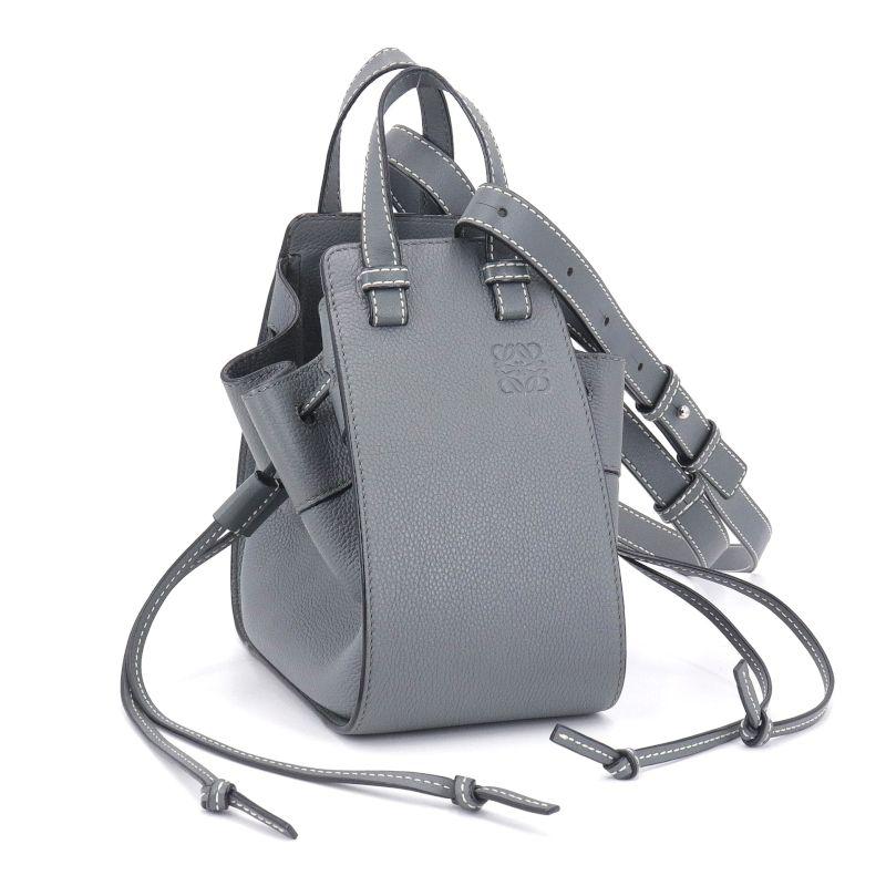 LOEWE ロエベ ハンモック ドローストリング ミニ グレー カーフレザー 