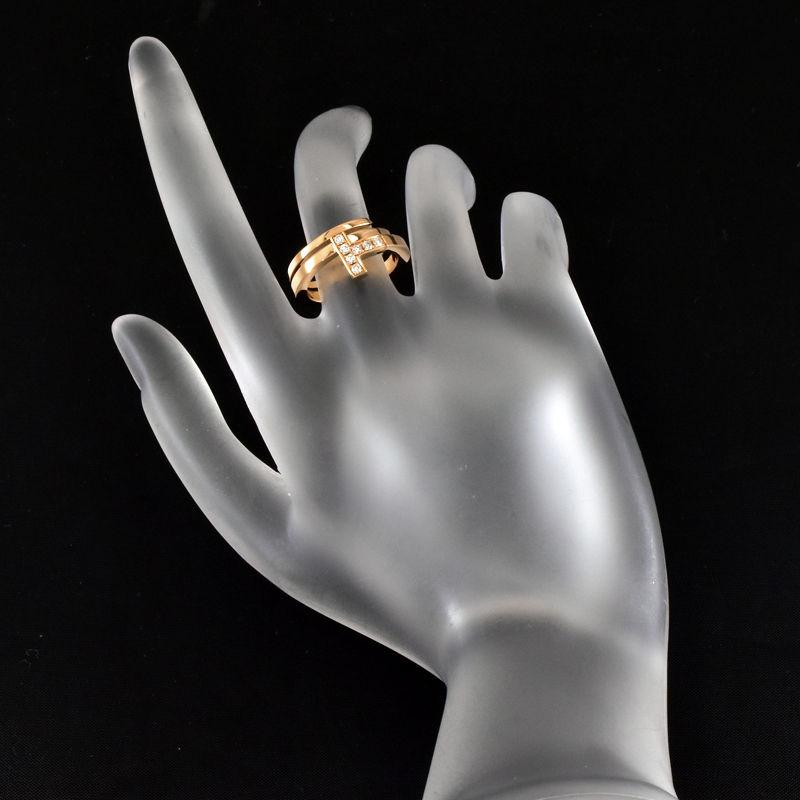 TIFFANY&Co. Tスクエア リング 18K WG AU750 19号 ティファニー Tiffany & Co Tスクエア ラップ ピンクゴールド