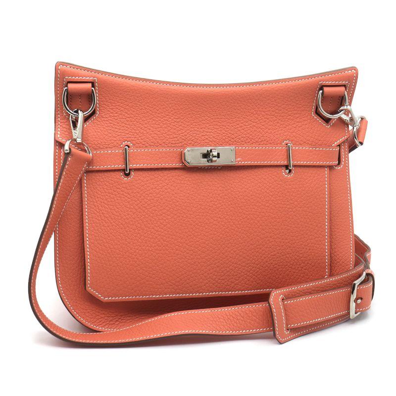 エルメス ジプシエール28 □Q刻印 2013年製 トリヨンクレマンス クレヴェット ショルダーバッグ 斜め掛け 橙色 シルバー金具 中古 送料無料 HERMES（エルメス） ジプシエール28 □Q刻印 2013年製 トリヨン