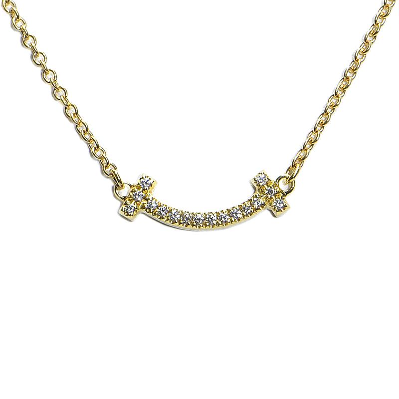 ティファニー Tスマイル ミニ ダイヤ ネックレス Au750 2.2g