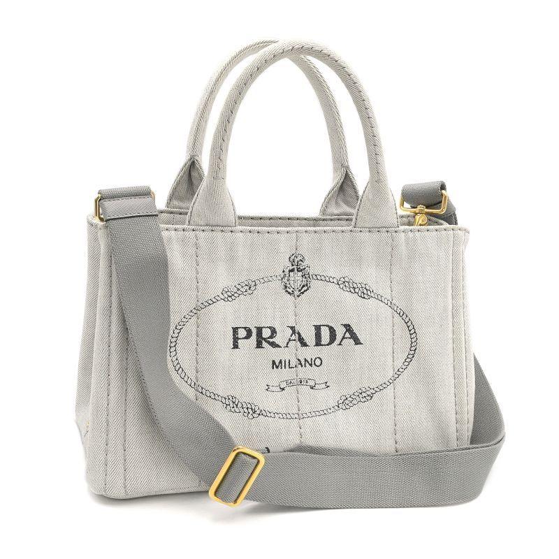 PRADA プラダ カナパ デニムファブリックハンドバッグ 1BG439 ビアンコ  
