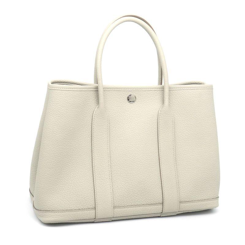 エルメス ガーデンパーティTPM W刻印 2024年製 ネゴンダ ベトン シルバー金具 トートバッグ ハンドバッグ ホワイト 白 中古 送料無料 ガーデンパーティー エルメス ガーデンパーティTPM W刻印 2024年製