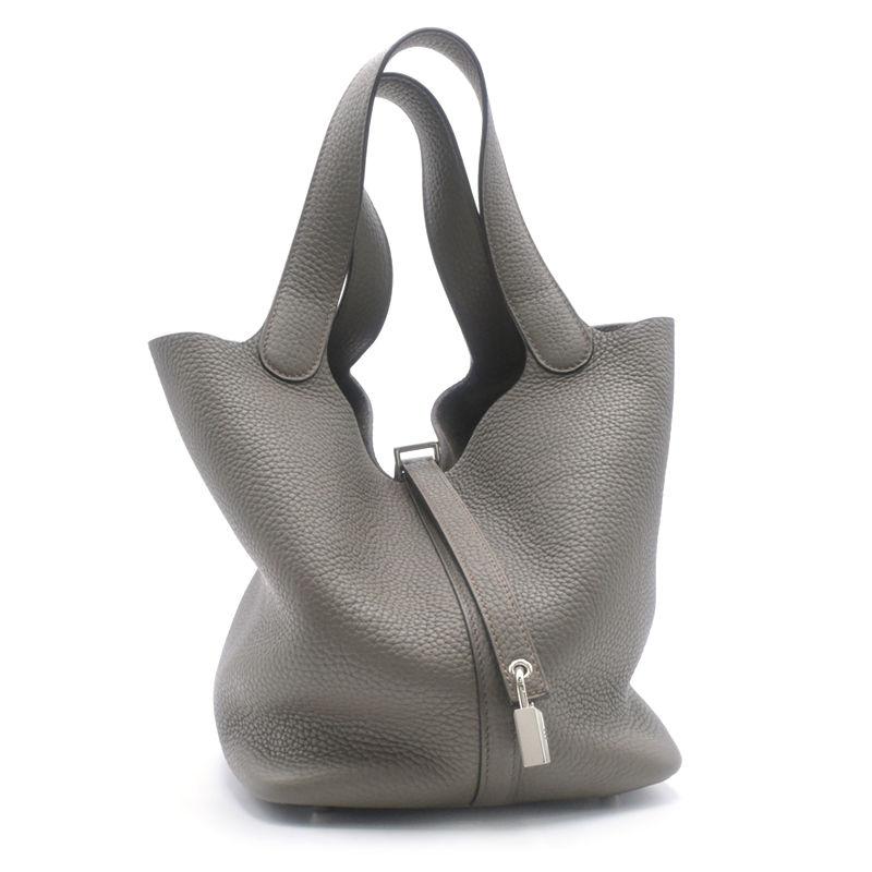 エルメス ピコタンロックMM X刻印 2016年製 トリヨンクレマンス エタン シルバー金具 ハンドバッグ 手提げバッグ グレー 中古 送料無料 ピコタン エルメス ピコタンロックMM X刻印 2016年製 トリヨン