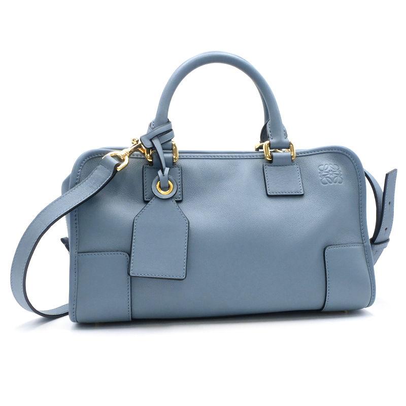 ロエベ アマソナ28 352.30.N03 レザー ストーンブルー ゴールド金具 ハンドバッグ ショルダーバッグ 2wayバッグ 水色 中古 送料無料 LOEWE（ロエベ） アマソナ28 352.30.N03 レザー ストーンブルー