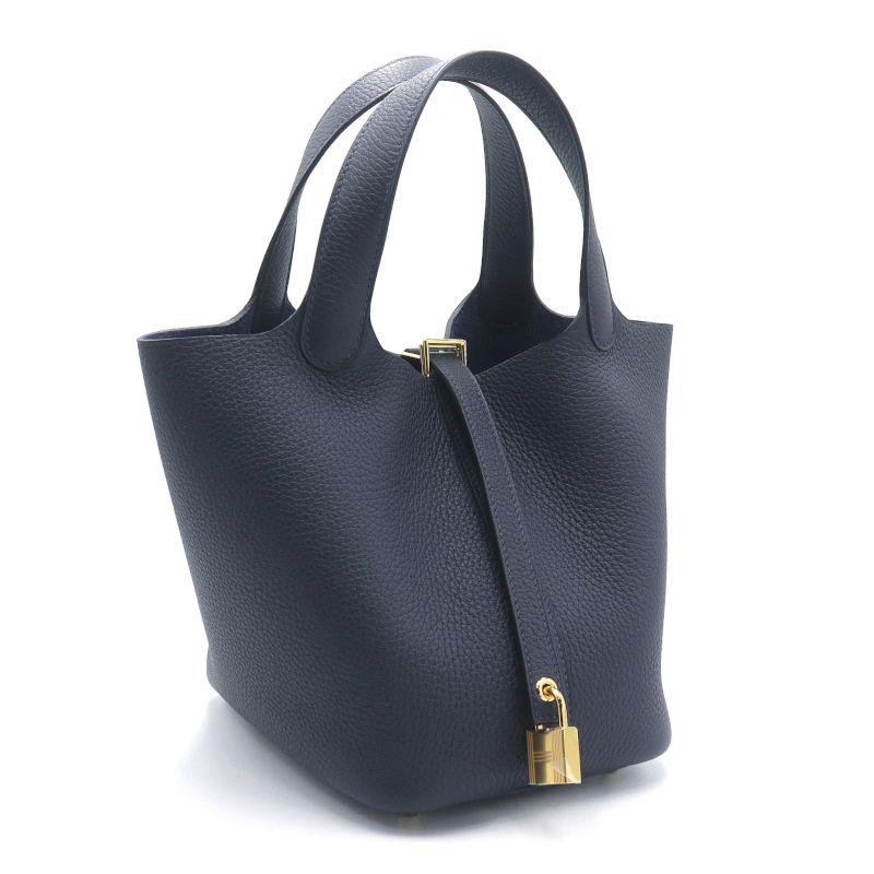 エルメス ピコタンロックPM K刻印 2025年製 ブルーニュイ トリヨンクレマンス ハンドバッグ 手提げ ゴールド金具 ネイビー 中古 送料無料 ピコタン エルメス ピコタンロックPM K刻印 2025年製 ブルーニュイ