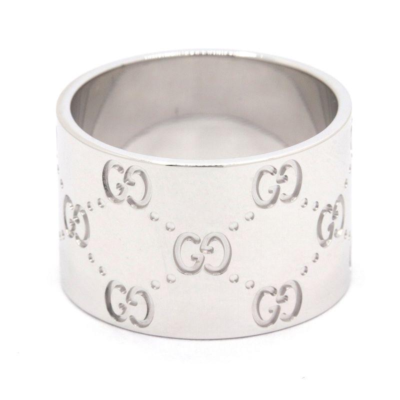 GUCCI（グッチ） アイコンワイドリング 20号 K18WG GGロゴリング 