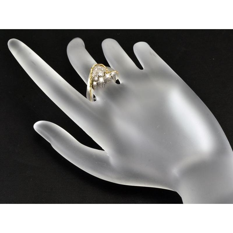 肌触りがいい K18YG サファイア/ダイヤモンド リング 12号[g59-51