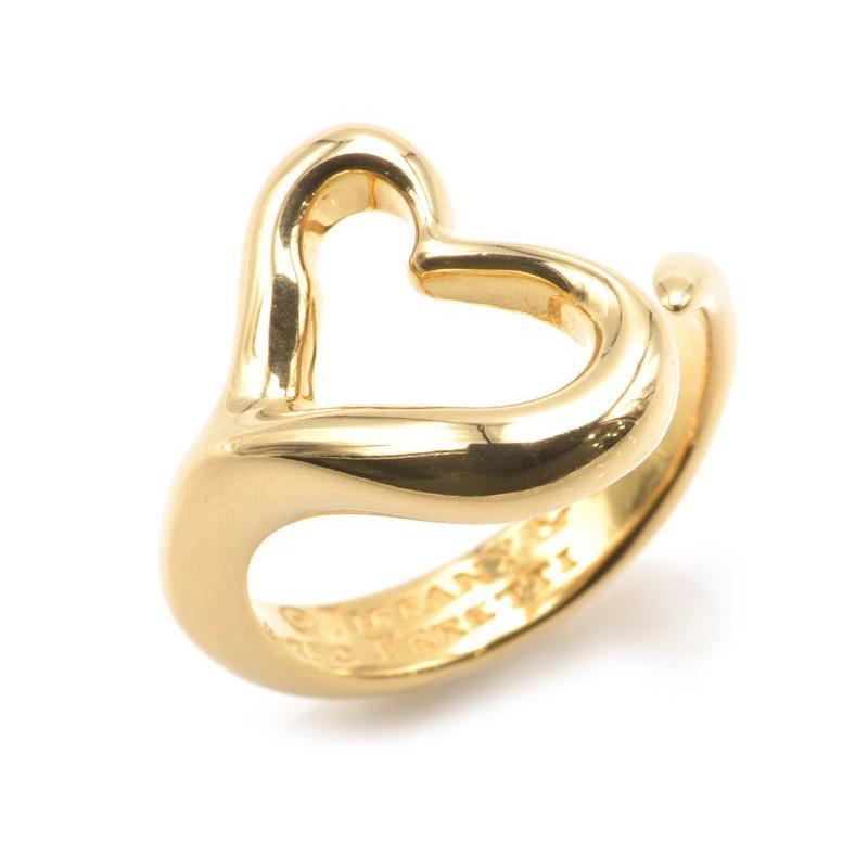 極美品ティファニーリングハートエルサ ペレッティK18YG10号 