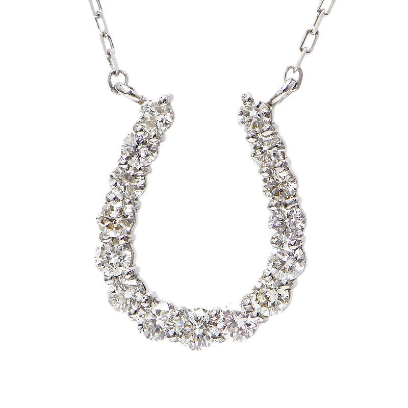 0.5ct天然ダイヤモンドネックレス K18WG 新品仕上済 馬蹄モチーフ 蹄  