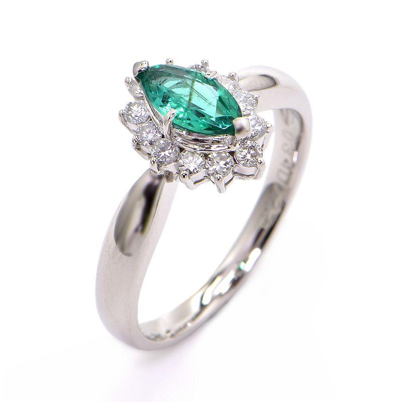 ジュエリーマキ 0.34ctエメラルドリング 10.5号 Pt850 仕上済 合計0.22