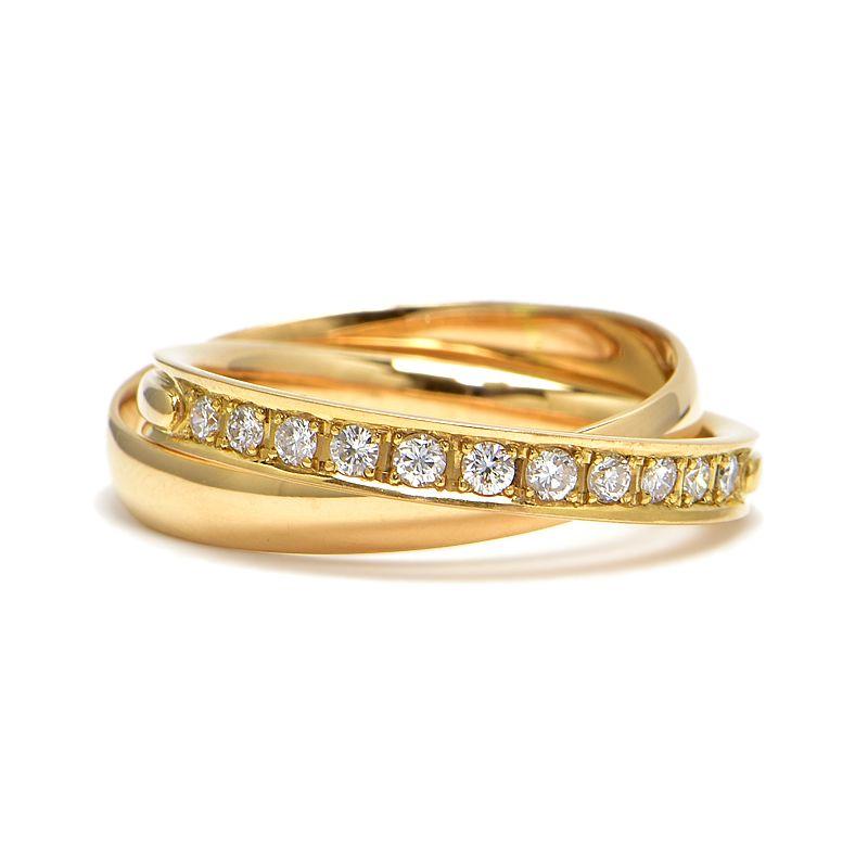 4℃ 合計0.22ct天然ダイヤモンドリング 13.5号 K18YG 新品仕上済 2連 