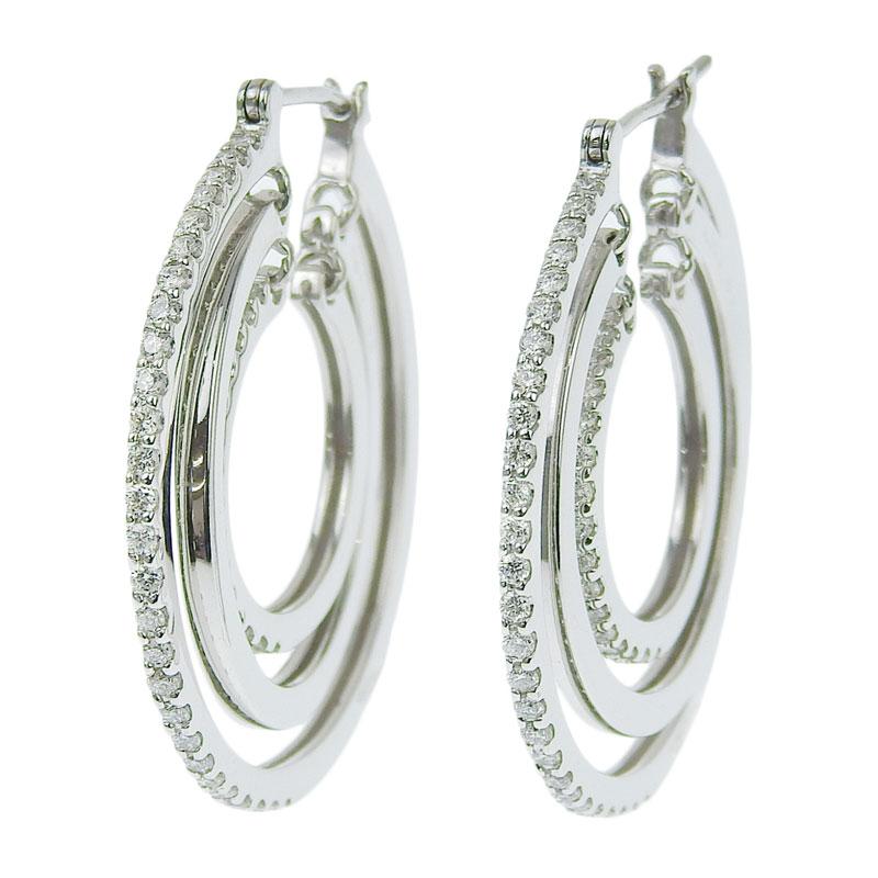 合計0.86ct天然ダイヤモンドピアス K18WG 新品仕上済 ホワイト  