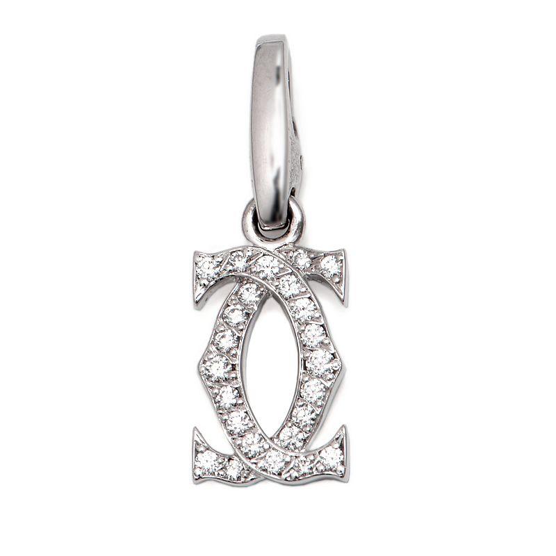 カルティエ 2C K18WGパヴェダイヤロゴモチーフネックレストップ