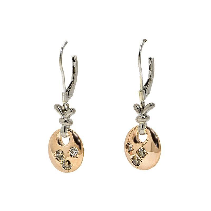 カシケイ 両耳合計0.3ctブラウンダイヤピアス K18WG K18PG 新品仕上済  