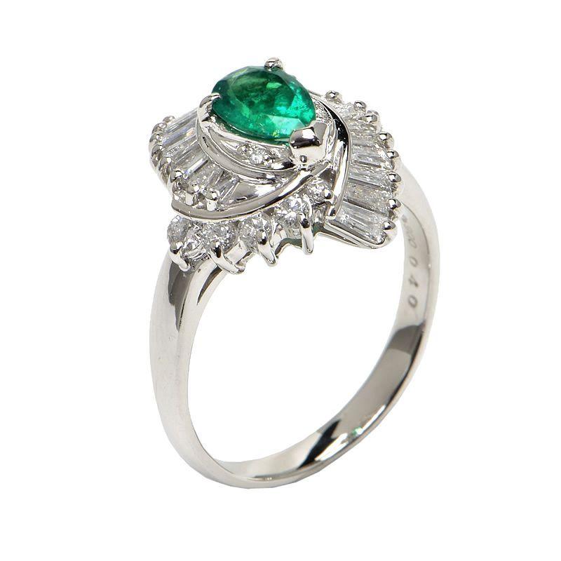 0.4ct天然エメラルドリング 10.5号 Pt900 新品仕上済 合計0.7ct天然