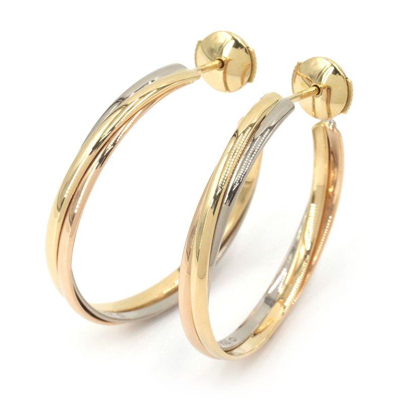 Cartier カルティエ トリニティピアス K18YG K18WG K18PG 新品仕上済  