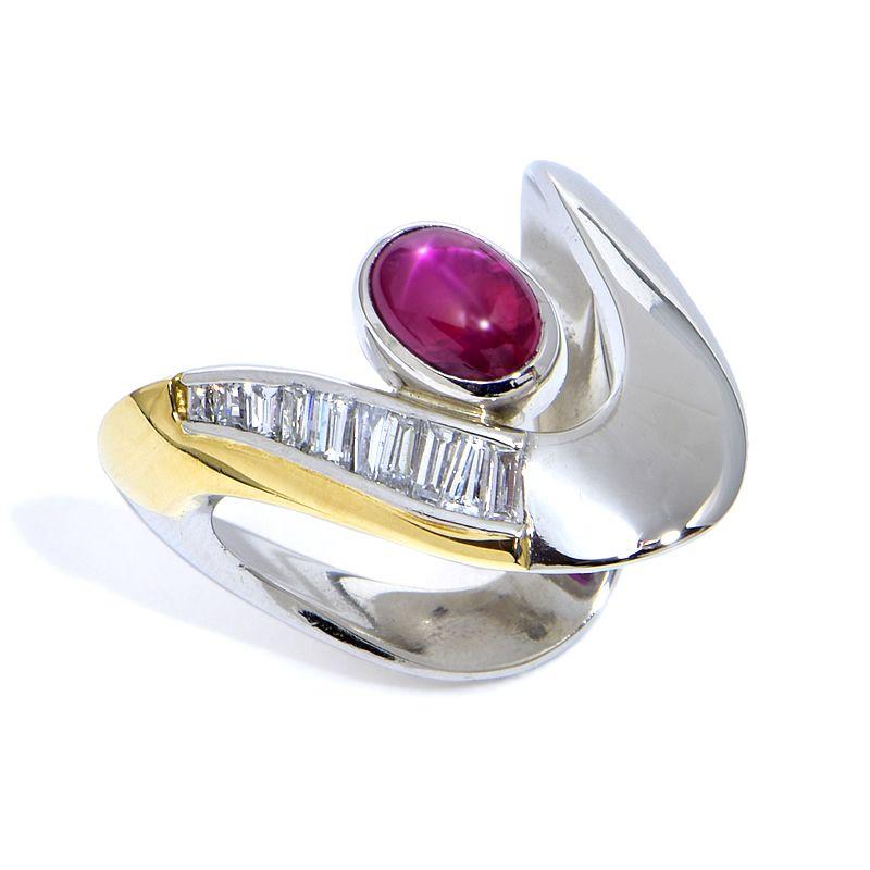 天然ルビー/ダイヤモンド pt900/k18YG コンビリング新品仕上げ済み