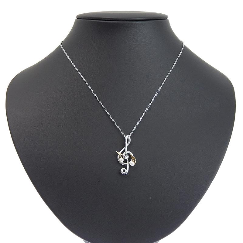 音符 モチーフ ミキモト k18 シルバー ネックレス 音符 モチーフ ミキモト k18 シルバー ネックレス - メルカリ