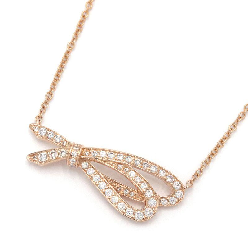 Cartier ティファニー ボウネックレス K18PG ダイヤモンド ピンク 