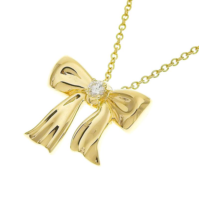TIFFANY&Co. ティファニー リボンネックレス K18YG ダイヤモンド TIFFANY&Co. ティファニー リボンネックレス K18YG ダイヤモンド