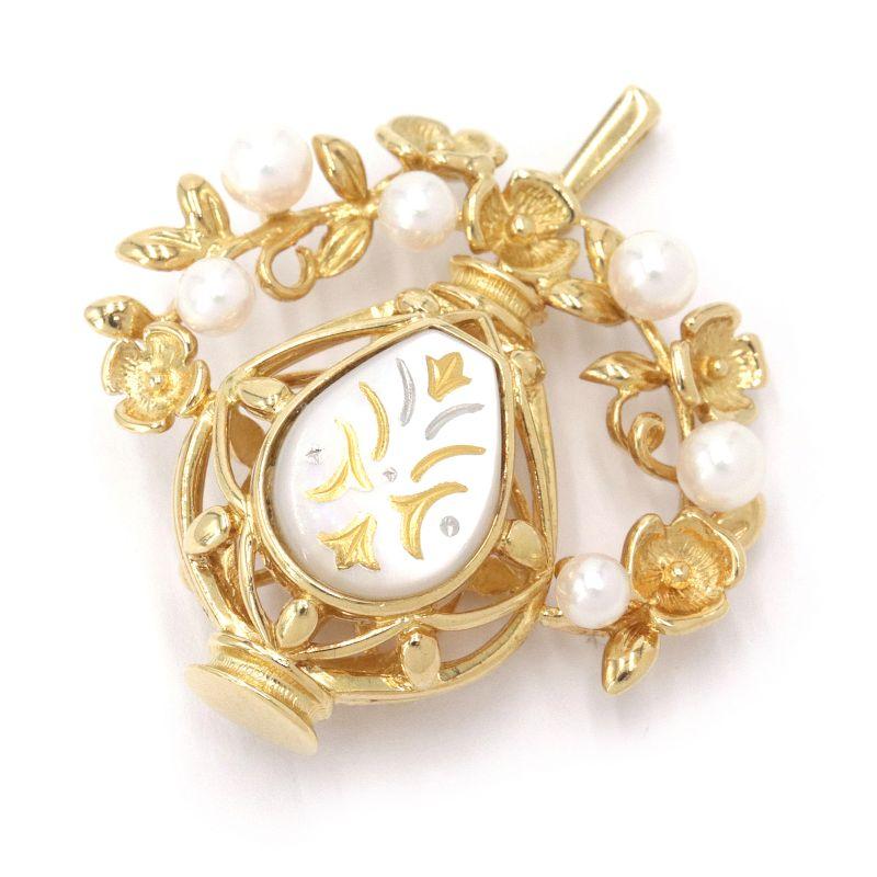 ミキモト ピクウェ ネックレストップ パール K18YG 新品仕上済  