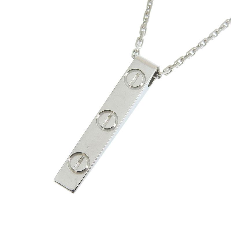 カルティエ ラブプレートネックレス K18WG 新品仕上済 ビス ホワイト  