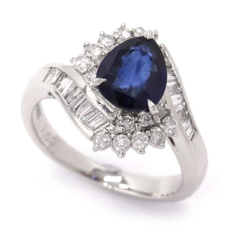 1.63ct天然サファイアリング 12号 Pt900 合計0.65ct天然ダイヤモンド  