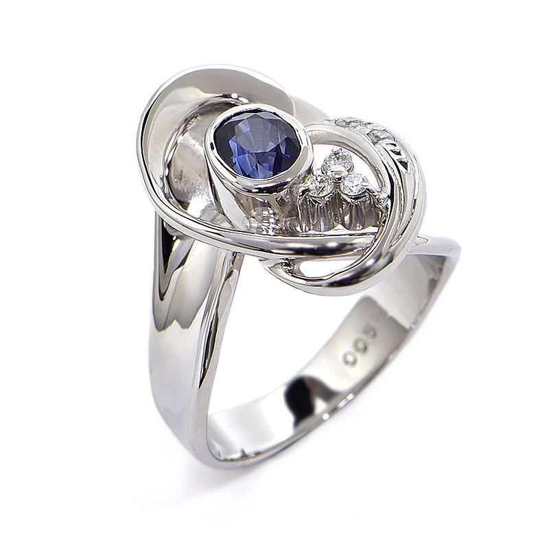 1.23ct天然サファイアリング 12号 Pt900 合計0.1ct天然ダイヤ プラチナ  