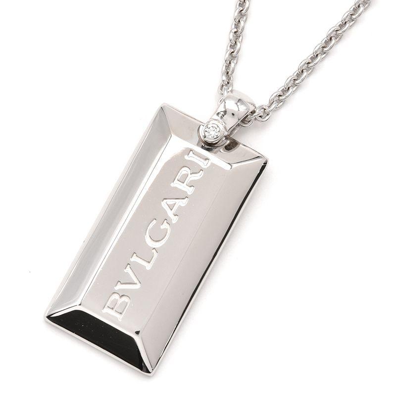BVLGARI ブルガリ インゴットネックレス ダイヤ K18WG 一粒 BVLGARI ブルガリ インゴットネックレス ダイヤ K18WG 一粒