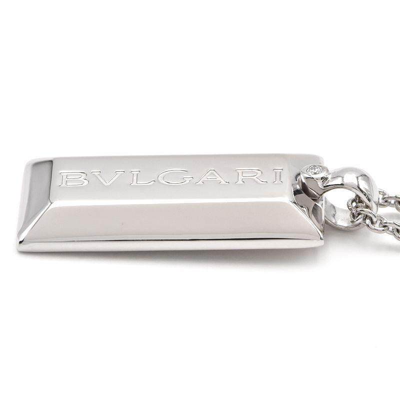 BVLGARI ブルガリ インゴットネックレス ダイヤ K18WG 一粒 BVLGARI ブルガリ インゴットネックレス ダイヤ K18WG 一粒