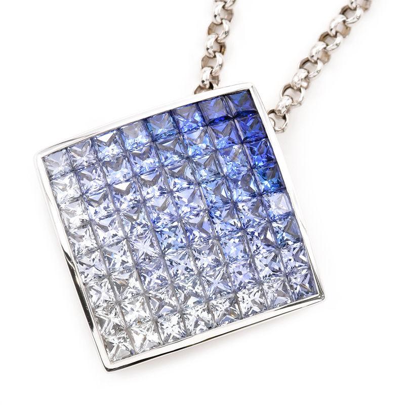 ジュネ 合計7.72ctサファイアネックレス K18WG グラデーション  