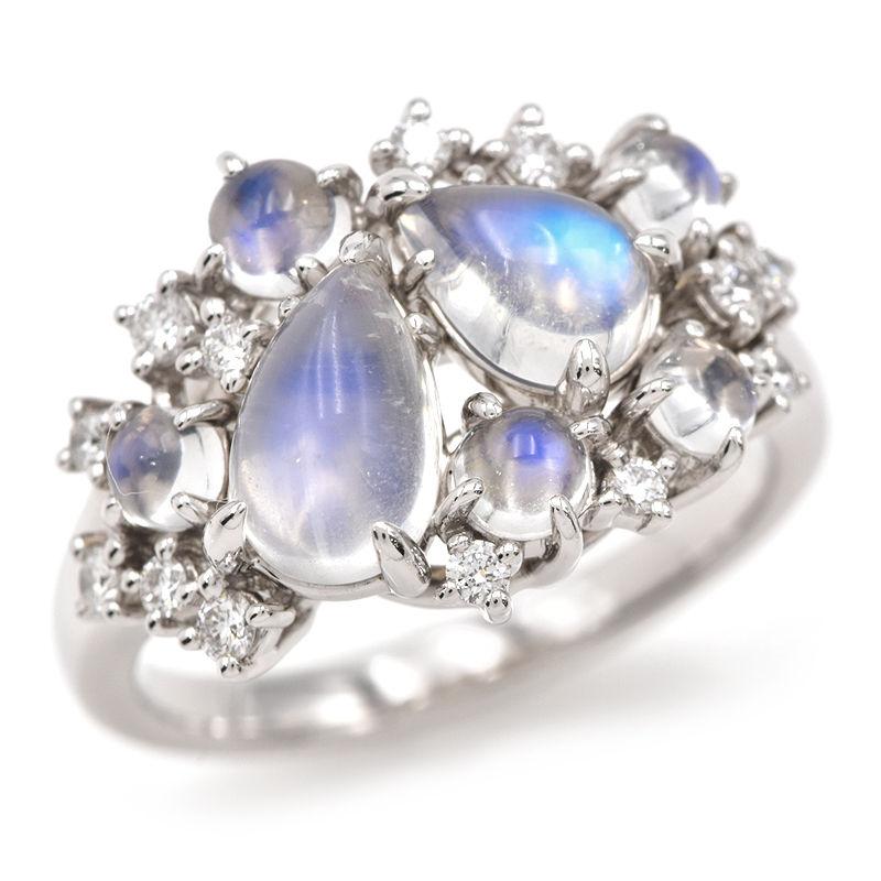 TASAKI タサキ ムーンストーンリング 13号 K18WG 合計0.21ct天然  