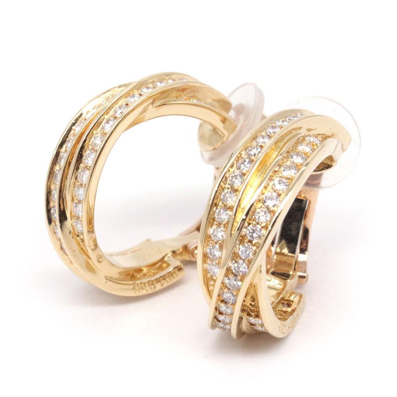 Cartier カルティエ スリーバングルズダイヤモンドイヤリング K18YG  