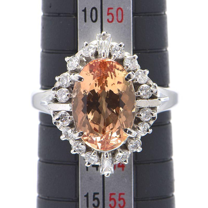 4.15ct天然インペリアルトパーズリング 12号 Pt900 合計0.39ct