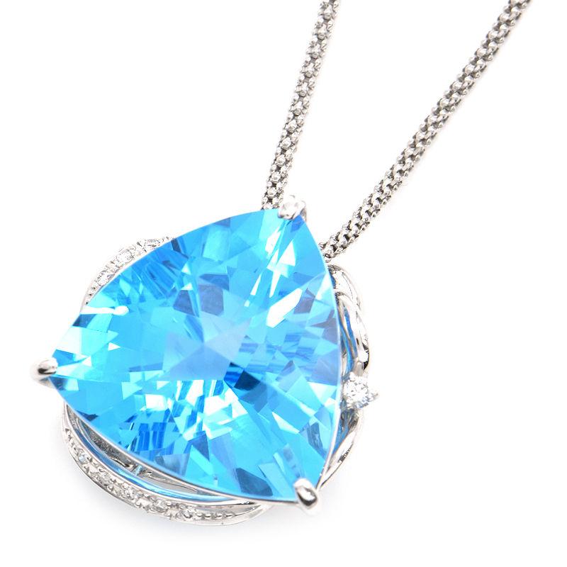 ブルーダイヤモンドネックレス K18WG 0.3ct 青石 新品