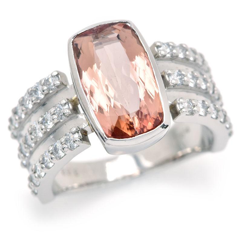 3.62ct天然インペリアルトパーズリング 12号 Pt900 合計0.72ct天然