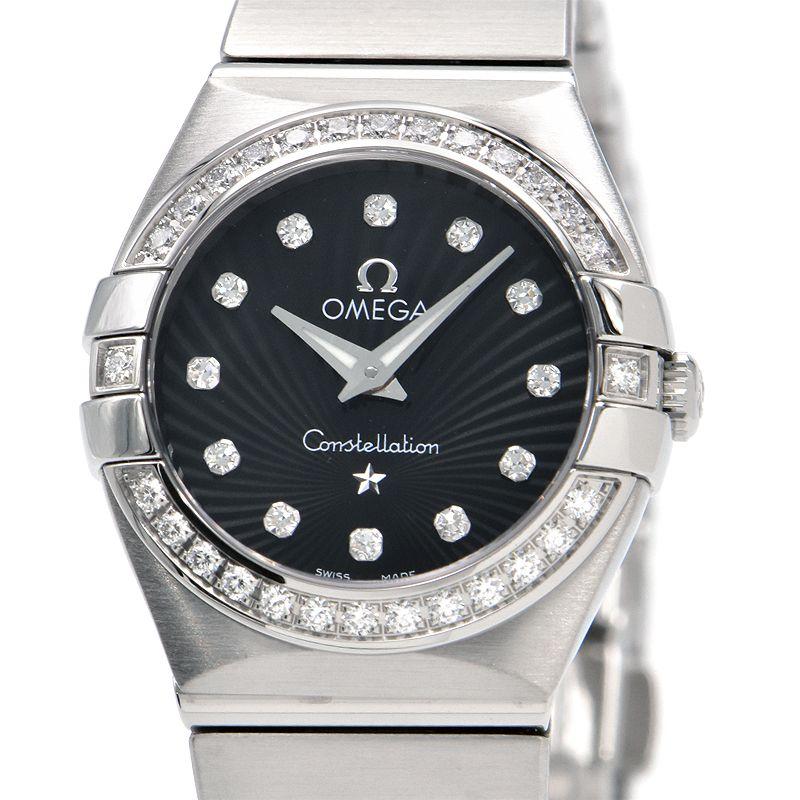 オメガ OMEGA 腕時計 コンステレーション 123.15.24.60.51 ダイヤモンド インデックス/ベゼル ブラックギョーシェ文字盤 黒 SS クオーツアナログ 【中古】 Constellation（OMEGA） [3年保証] オメガ レディース コンステ