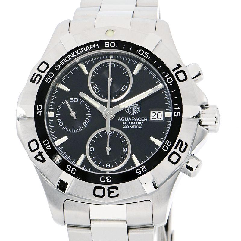TAG Heuer タグホイヤー アクアレーサー クロノグラフ CAF2110 BA0809 デイト 300m防水 黒 ブラック SS ステンレス メンズ 自動巻き【6ヶ月保証】【腕時計】【中古】 TAG HEUER（タグ・ホイヤー） [3年保証] メンズ アクアレーサー