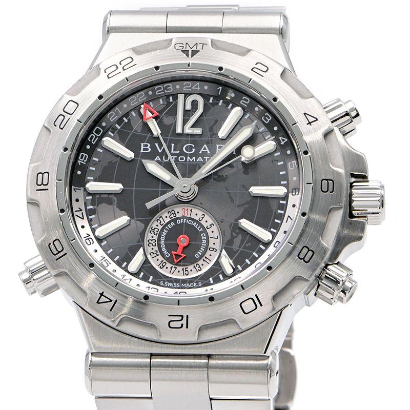 [3年保証] ブルガリ メンズ ディアゴノ プロフェッショナル GMT DP42SGMT 箱保 カレンダー グレー文字盤 自動巻き 腕時計 中古 送料無料 ディアゴノ [3年保証] ブルガリ メンズ プロフェッショナル GMT