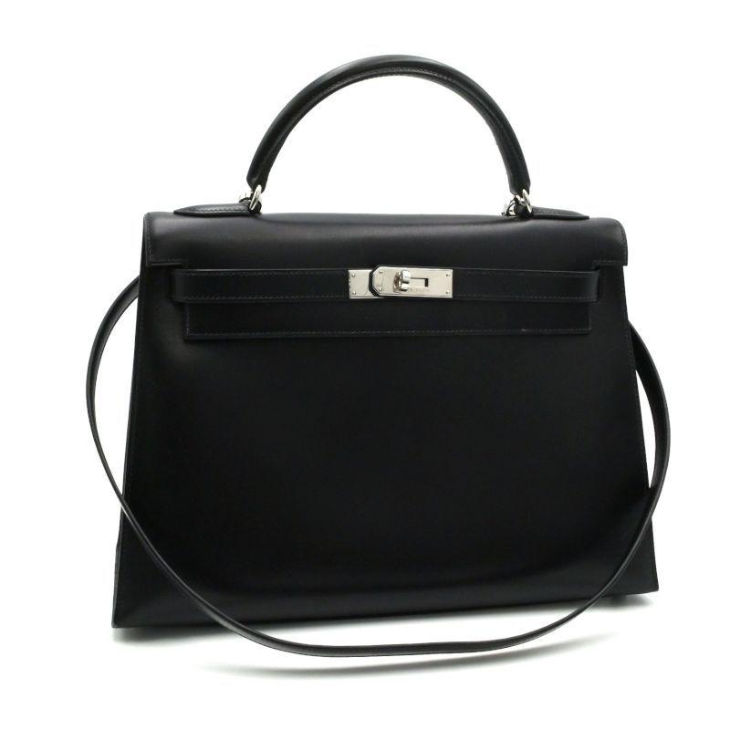 エルメス ケリー32 □C刻印 1999年製 ブラック ボックスカーフ シルバー金具 外縫い ハンドバッグ ショルダーバッグ 2WAY 黒 中古 送料無料 Kelly エルメス ケリー32 □C刻印 1999年製 ブラック ボックスカーフ