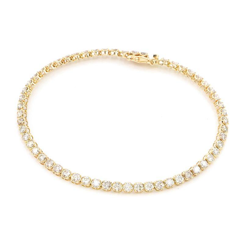 合計3.0ct天然ダイヤモンド テニスブレスレット K18YG フルダイヤ フル  