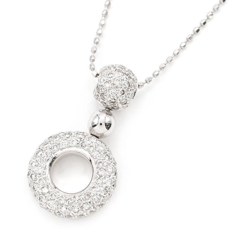 天然ダイヤモンド　k18WG ネックレス K18WG ダイヤモンド ネックレス 2.7g 中0.18ct