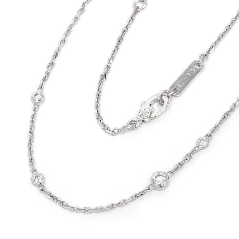 極美品 K18 WG ホワイトゴールド ステーション ダイヤモンド ネックレス